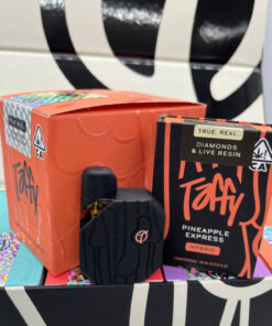 Taffy 2G Disposable Pineapple Express Hybrid features diamond-infused live resin oil, tropical pineapple terpenes, smooth vapor, and long-lasting 2-gram potency. Rechargeable THC disposable built for balanced effects.