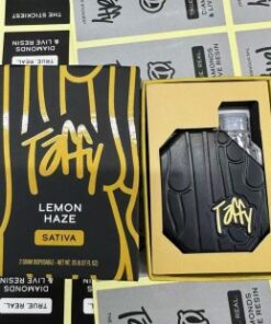 Taffy 2G Disposable Lemon Haze flavor delivers diamond-infused live resin potency, bright citrus terpenes, smooth vapor, and long-lasting 2-gram performance. Rechargeable THC disposable built for uplifting effects.